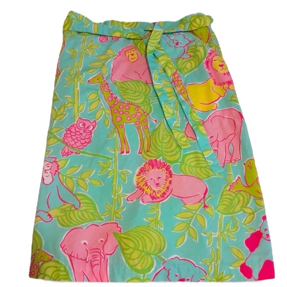 LILLY PULITZER San Diego Zoo Print Wrap Skirt Size 2 -- ADORABLE!!! - Picture 2 of 10